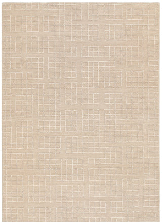 Abasco Croissant Beige Knitted Wool Rug on floor