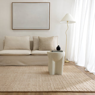 Abasco Croissant Beige Rug in living room