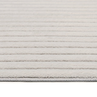 Cortina Grey Striped Washable Faux Fur Runner Rug