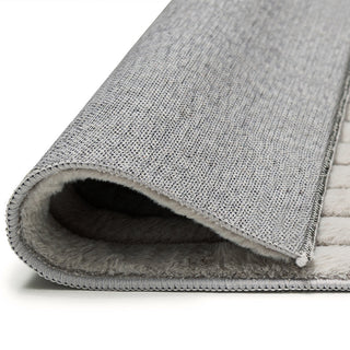 Cortina Grey Striped Washable Faux Fur Runner Rug