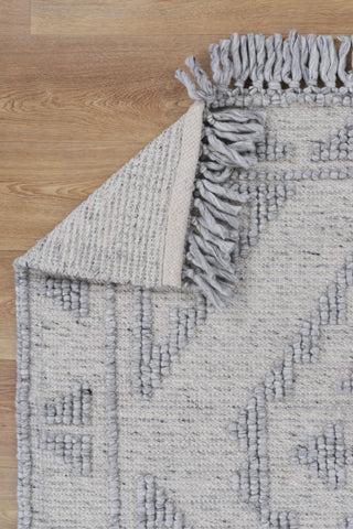 Diego Ornamental Light Grey Wool Rug