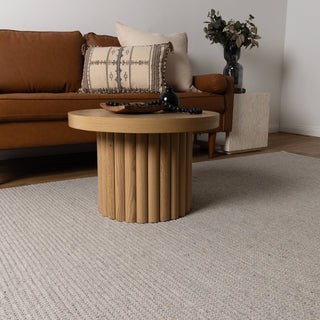 Natura Grey Wool Rug in living room