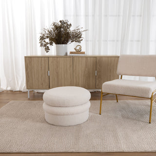 Lara Cobblestone Beige Rug styled in living room