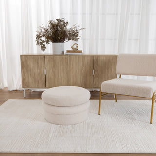 Lara Dimensions Cream Rug styled in living room