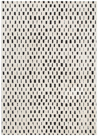 Full view of Mila Monochrome Squares Black and Cream Rug