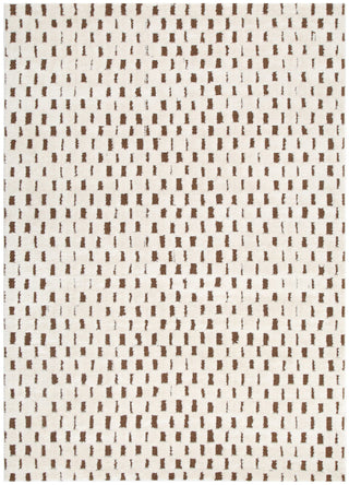 Full view of Mila Monochrome Squares Brown and Cream Rug 