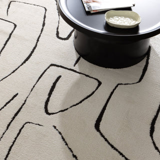 Mila Modern Lines Cream and Black Rug