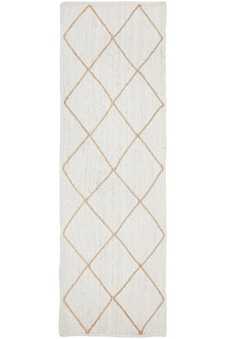 Noosa Diamond White Jute Runner