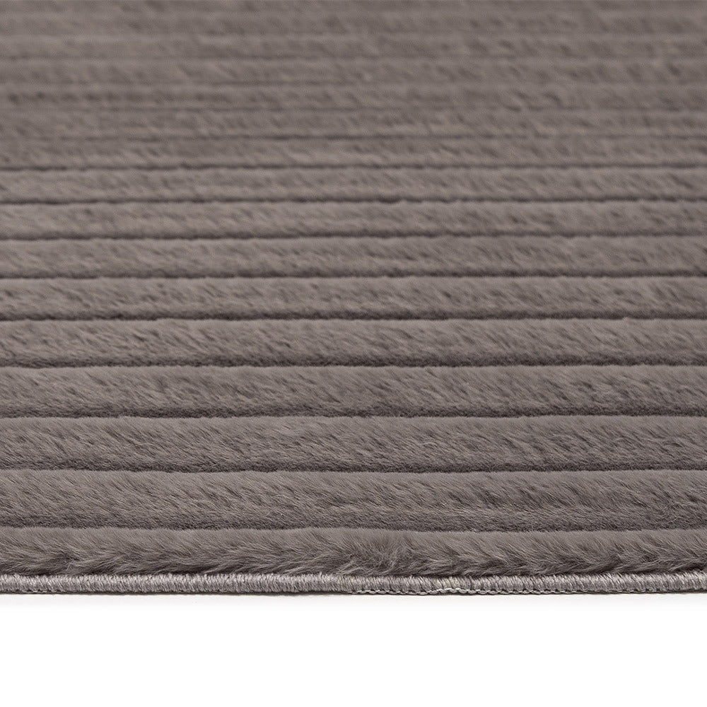 Loospie - Niseko Charcoal Striped Washable Runner Rug Close Up