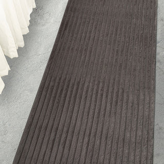 Loospie - Niseko Charcoal Striped Washable Runner Rug Styled