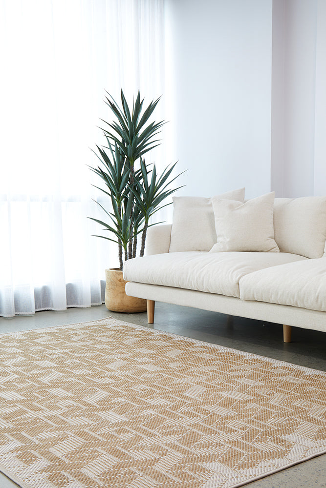 Patio Kudo Natural Rug styled in living room