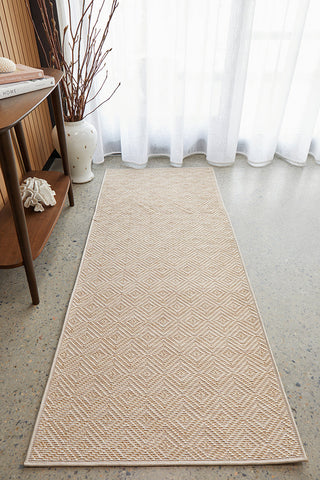 Patio Misty Natural Runner Rug styled on polished concrete floors