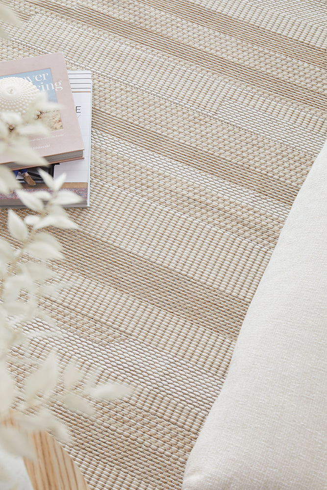 Close up view of the Patio Tilda Natural Runner Rug by Rug Culture