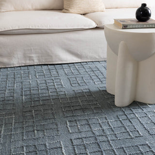 Abasco Steel Blue Wool Rug complementing neutral decor with its sophisticated tones.