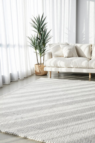 Arles Silver Grey Wool & Viscose Rug