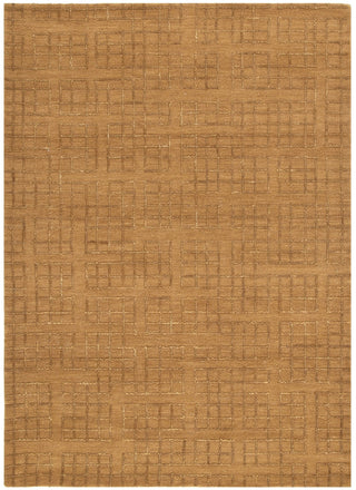 Full view of Abasco Sudan Brown Knitted Wool Rug with abstract checkered pattern.