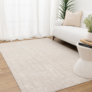 Toscana Distressed Lines Grey Beige Rug in a modern living room