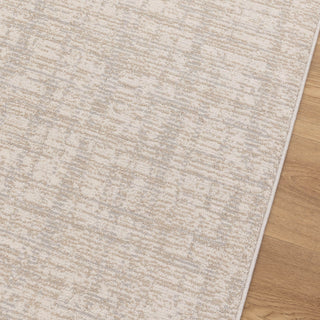 Detail view of Toscana Grey Beige Rug’s texture on laminate flooring