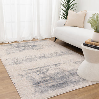 Toscana Beige Blue Rug styled in a modern living room