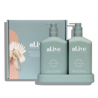 al.ive body Soap & Lotion Dispensers Kaffir Lime & Green Tea Hand & Body Wash & Lotion Duo + Tray