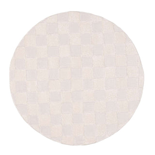 Ambra Ivory Checkered Round Rug