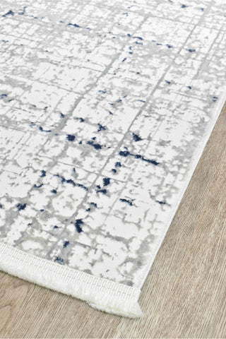 Austex RUGS 80x300cm Phoenix White & Blue Modern Runner