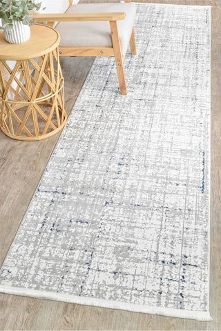 Austex RUGS 80x300cm Phoenix White & Blue Modern Runner