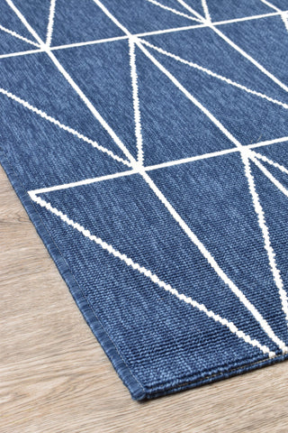 AUSTEX RUGS Nebraska Blue & White Reversible Outdoor Rug