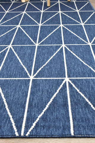 AUSTEX RUGS Nebraska Blue & White Reversible Outdoor Rug