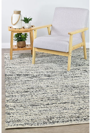 AUSTEX Rugs Sloane Marbled Black & Ivory Wool Rug