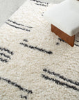 Loopsie Bao Cream and Black Striped Shag Rug Styled