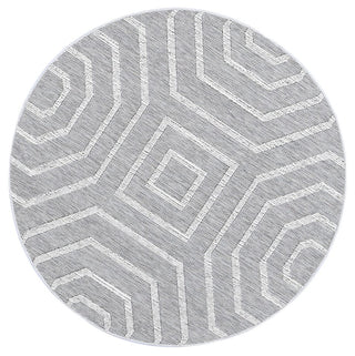 Brand Ventures RUGS 160x160cm Devesi Grey Geometric Round Flatweave Rug