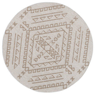 Brand Ventures RUGS 160x160cm Kilifa Beige Tribal Round Flatweave Rug