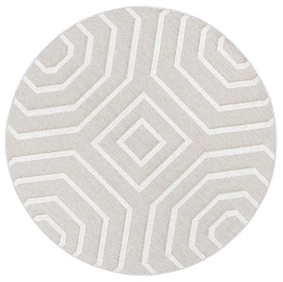 Brand Ventures RUGS 160x160cm Lui Beige Geometric Round Flatweave Rug