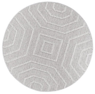 Brand Ventures RUGS 160x160cm Suri Ash Geometric Round Flatweave Rug