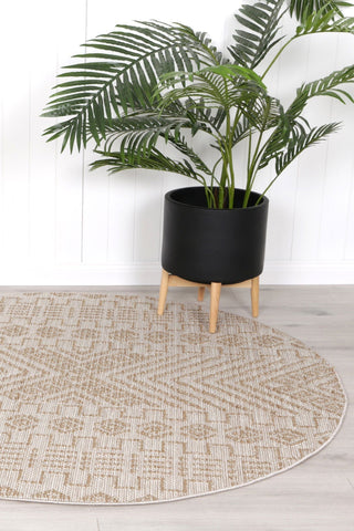 Brand Ventures RUGS Bresha Beige Indoor Outdoor Round Rug