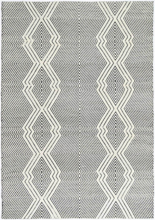 Brand Ventures RUGS Himadri Lattice Black & White Contemporary Wool Blend Rug