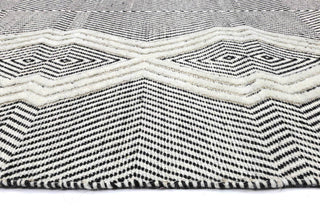 Brand Ventures RUGS Himadri Lattice Black & White Contemporary Wool Blend Rug