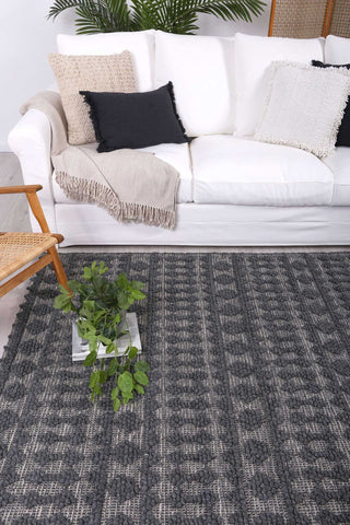 Brand Ventures RUGS Himadri Neats Grey Contemporary Wool Blend Rug