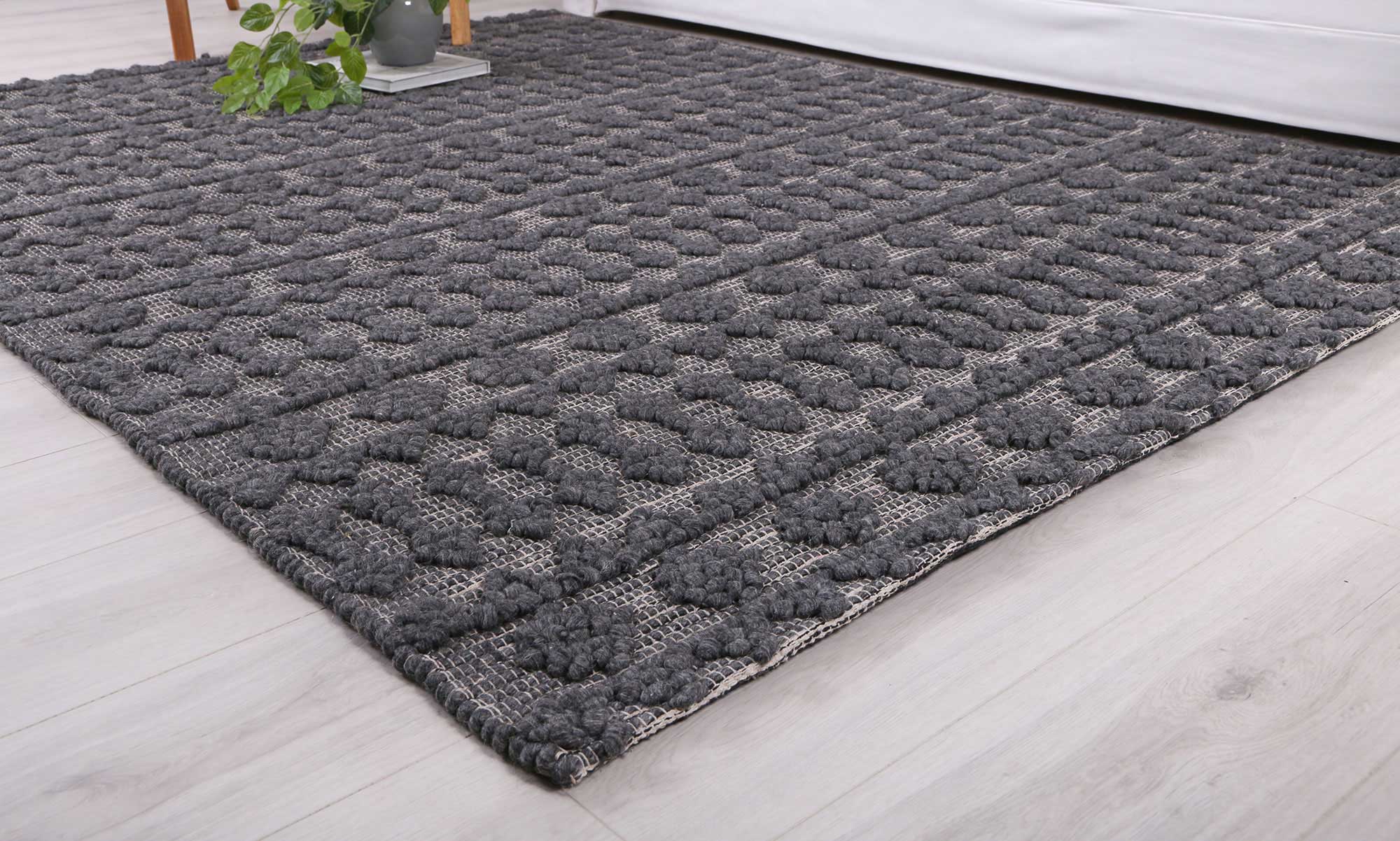 Brand Ventures RUGS Himadri Neats Grey Contemporary Wool Blend Rug