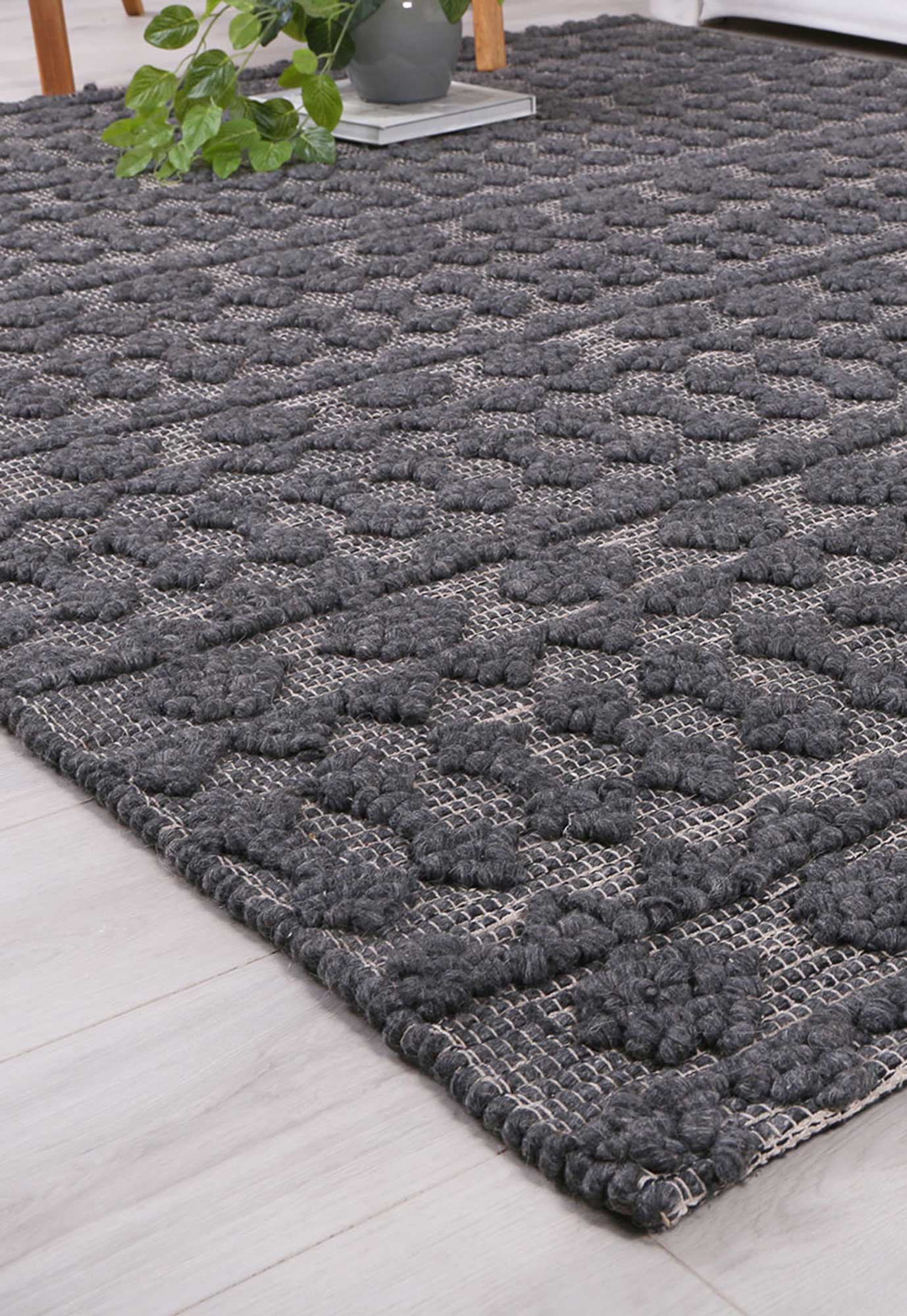 Brand Ventures RUGS Himadri Neats Grey Contemporary Wool Blend Rug