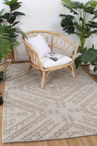 Brand Ventures RUGS Kilifa Beige Tribal Flatweave Rug