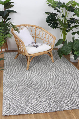 Brand Ventures RUGS Kini Grey Geometric Flatweave Rug