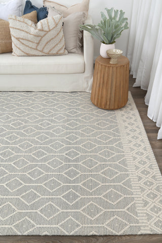 Brand Ventures RUGS Luis Lattice Light Grey Wool Rug