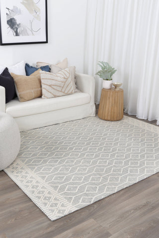 Brand Ventures RUGS Luis Lattice Light Grey Wool Rug