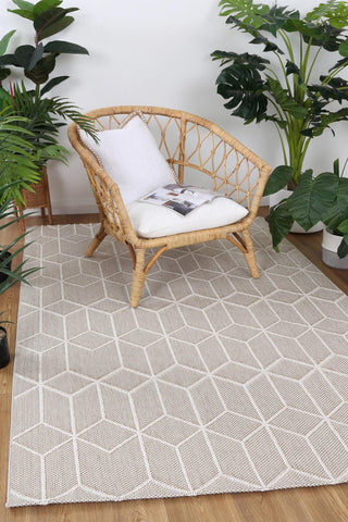 Brand Ventures RUGS Maemae Beige Geometric Flatweave Rug