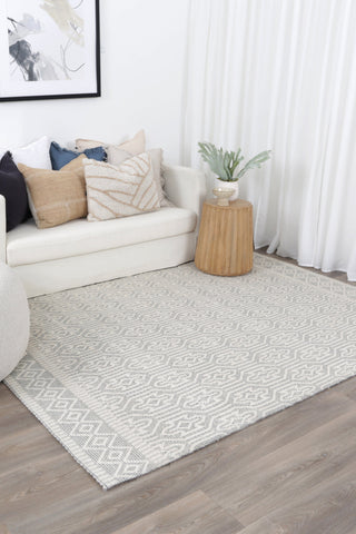 Brand Ventures RUGS Mariana Geometric Light Grey Wool Rug