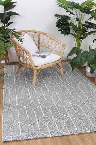 Brand Ventures RUGS Sikua Grey Geometric Flatweave Rug