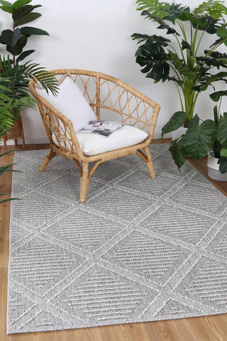 Brand Ventures RUGS Vouza Grey Geometric Flatweave Rug