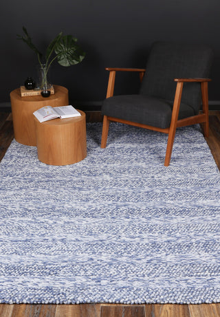 Brand Ventures RUGS Zayna Ringlets Blue Wool Blend Rug